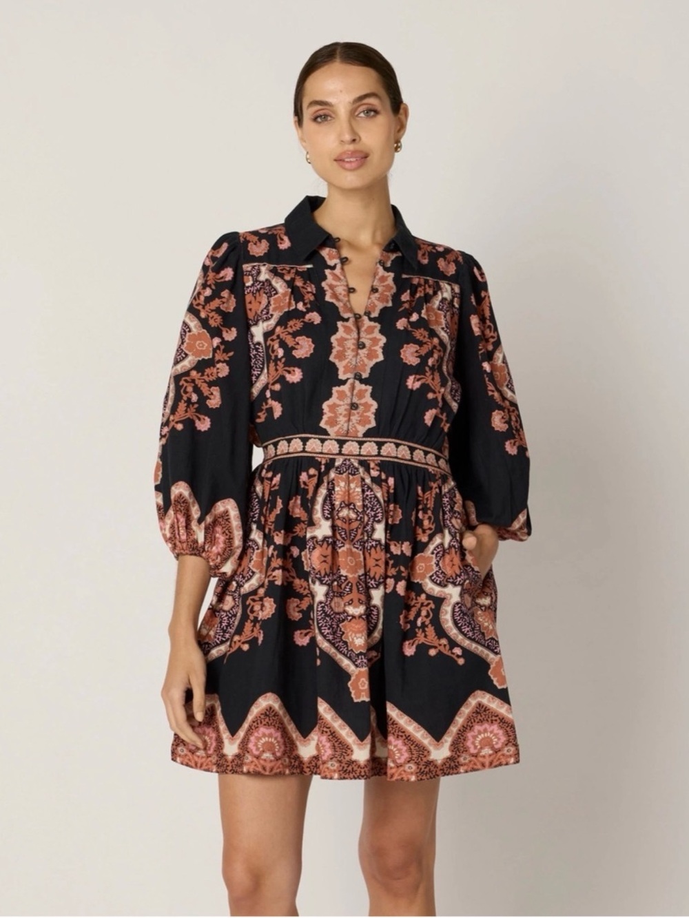 NWOT: Cleobella Leigh Mini Dress - dark Lagos